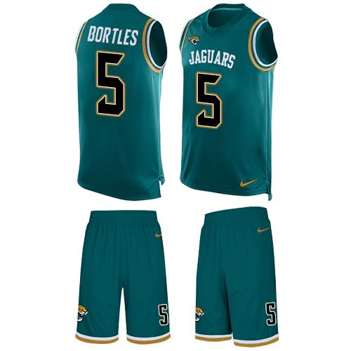 Nike Jaguars #5 Blake Bortles Teal Green Team Color Men's Stitched NFL Limited Tank Top Suit Jersey - Click Image to Close